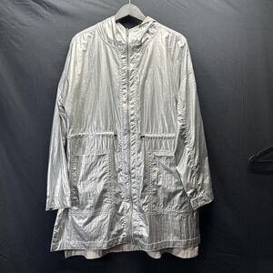 Calvin Klein Performance Jacket Womens Large Silver Reversible Hooded Coat